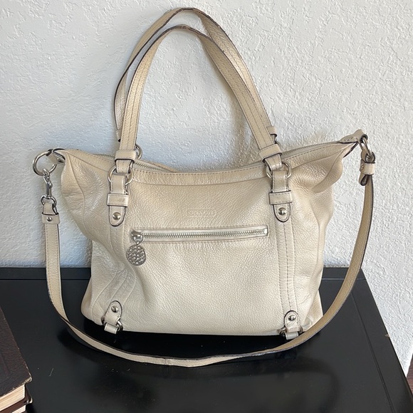 Vintage Coach Leather Large Satchel Cross-body Handbag Bag in Cream - Picture 1 of 14